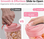 AUVON Portable Pill Dispenser to Store 7 Various Supplements, Travel Pill Organizer Bottle with Anti-Mixing Design, Arthritis-Friendly Pill Container with Wide Opening & Slider Lid, 20 Blank Stickers