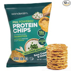 Wonderslim Protein Chips with Probiotics, Sour Cream & Onion | 12g Plant Protein, 170 Cal | High Protein Chips, Vegan, Gluten Free, Non-GMO | Made with Avocado Oil, No Seed Oils | 12 Pack