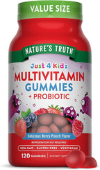Nature's Truth Kids Multivitamin Gummies with Probiotics | 120 Count | Berry Punch Flavor | Vegetarian, Non-GMO & Gluten Free Supplement
