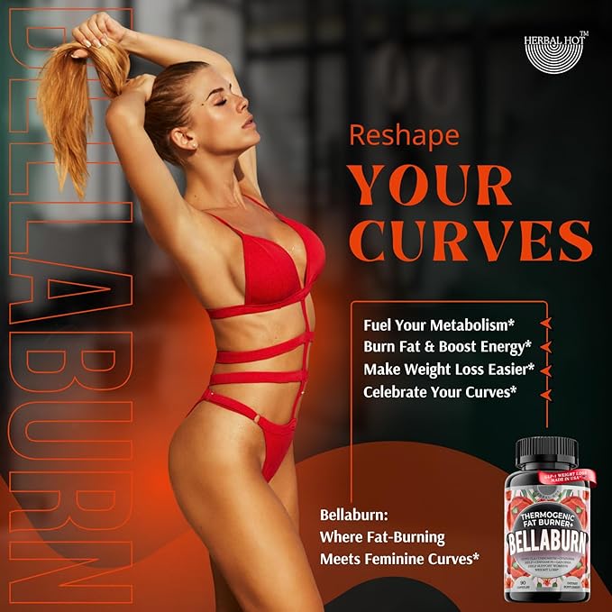 Bellaburn - Belly Fat Burner for Women, Appetite Suppressant for Weight Loss, Metabolism Booster, Thermogenic Fat Burners, Diet Pills that Work Fast, Weight Loss Pills, USA Made, 3rd Party-Tested