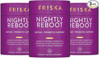 Friska Nightly Reboot - Nighttime Digestive Enzymes, Probiotic for Gut Balance & Bloating Support, with Melatonin & Chamomile to Promote Relaxation & Sleep, 90 Capsules