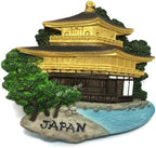 WitnyStore Tiny 2¾" Kinkaku-ji Temple of Golden Pavilion Kyoto Japan - Miniature Hand Made Resin 3D Asia Landmark Tourist Attractions Decorative Refrigerator Fridge Magnets Collectible Souvenirs Gifts