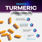 Turmeric Curcumin Supplement - 1750mg Organic Turmeric Per Serving - 95% Curcuminoids, Ginger & BioPerine Black Pepper for Best Absorption - Natural Vegan Joint Support, Bottled in USA - 240 Capsules