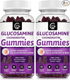 GORNVB Glucosamine Chondroitin Gummies with MSM & Elderberry Extra Strength - Flexibility Support, Antioxidant Immune Support Supplement for Adults, Men & Women - 60 Chondroitin Gummies (2 Pack)