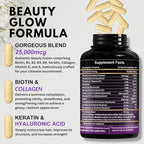 VITBOOST Biotin with Hyaluronic Acid, Collagen and Keratin – 25000 mcg Hair Growth Vitamins for Men and Women – Nails and Skin, USA Made - Third Party Tested, B1, B2, B3, B6, B7 Complex - 60 Capsules