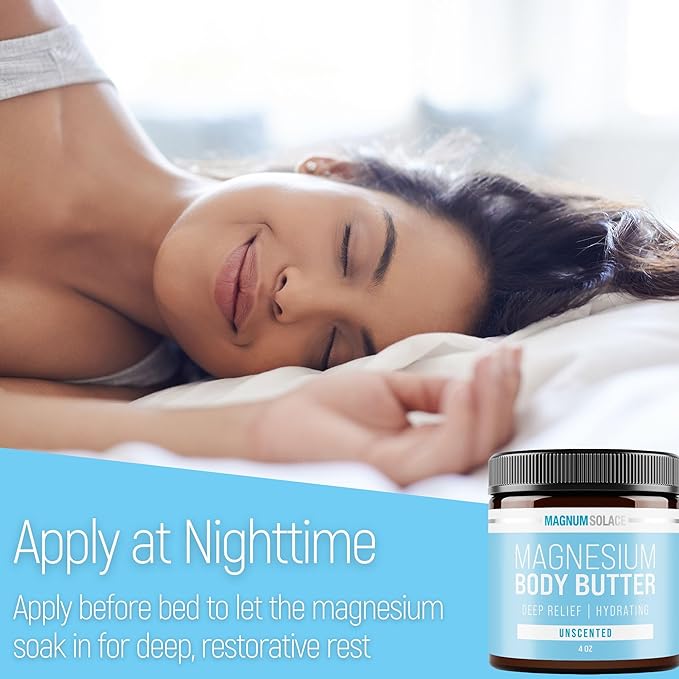 Magnum Solace Magnesium Body Butter - Nighttime Magnesium Cream - Lightly Scented