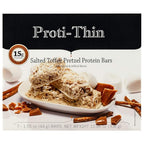 Proti-Thin Salted Toffee Pretzel Protein Bars, 15g Protein, Low Calorie, Very Low Carb (VLC), Low Fat, High Fiber Snack Bar, KETO Diet Friendly, Ideal Protein Compatible, No Gluten Ingredients, 7/Box