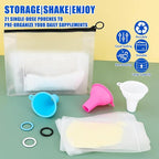 Protein Powder Travel Container Set, Portable Supplement Protein Powder Container To Go, Reusable 21Pcs Single-Dose Bags & 3Pcs Large Protein Holder Dispenser Bags for Workout, Fitness, Travel