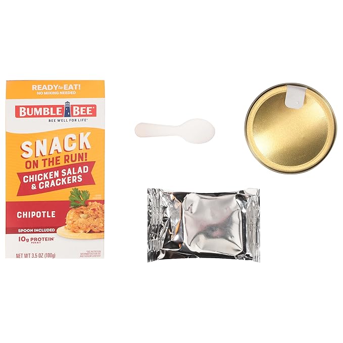 Bumble Bee Snack On The Run Chipotle Chicken Salad with Crackers Kit, 3.5 oz (Case of 12) - Ready to Eat, Spoon Included - Shelf Stable & Convenient Protein Snack (Pack of 2)