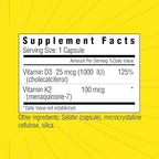 Sunshine Vitamin D3 25mcg 1000 IU with Vitamin K2