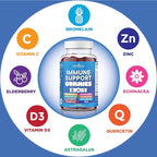 NEW AGE 8 in 1 Immune Support Booster Supplement with Astragalus Root, Vitamin C and Zinc 50mg, Vitamin D 5000 IU, Quercetin & Bromelain (8 in 1 Gummies (Pack of 2))
