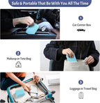 Foldable Weekly Pill Organizer 2 Times a Day with 2 Extra Compartments (Clear Printed Labels) - Portable 7 Day AM PM Medicine Box, Week Daily Travel Pill Case Holder for Vitamin, Supplement - Sky Blue