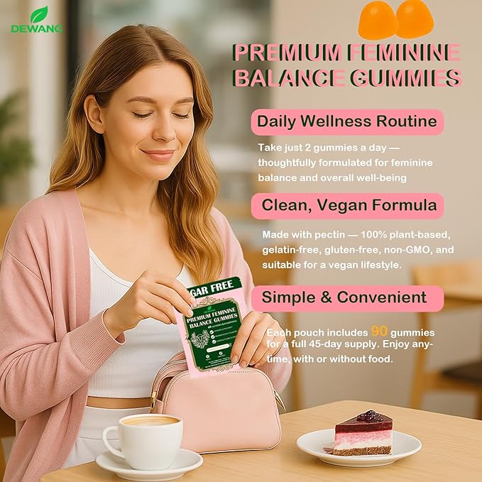 DEWANG Premium Feminine Balance Gummies for Women’s - Immune Support& PH Balance - Vegan, Gluten-Free - Grapes Flavor, 90 Count 45 Servings (Pineapple)