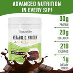 Metabolic Protein Powder with Collagen, Chocolate whey protein powder shake, Hydrolyzed Collagen with L-Glutamine for Digestion, Skin, Joints & Muscle, Low Carb Meal Replacement, 17.06 oz