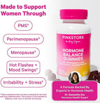Pink Stork Hormone Balance Gummies for Women – PMS, Menopause & Estrogen Support – Mood, Bloating, Hot Flashes & Energy – Red Raspberry Leaf, Black Cohosh, Primrose – 60 Vegan Gummies