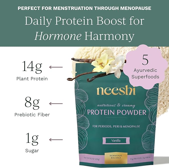 Hormone Balance Protein Powder – PMS & Perimenopause Relief for Cramps, Bloating & Mood Swings – Vegan Plant Based Superfood – 7 Servings