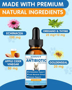 Natural Antibiotics for Dogs - 60ML Dog Antibiotic Drops - Itchy Skin Relief - Allergy Relief - Immune Support - with Organic Natural Ingredients - Bacon Flavor