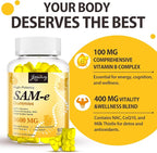 Jovianoy SAM-e Gummies with L-Tyrosine, Vitamin B Complex & NAC, CoQ10, High-Potency SAM-e Supplement - Pineapple Flavor, for Mood, Joint, Cognitive & Liver Detox, Vegan Friendly, 90 Gummies