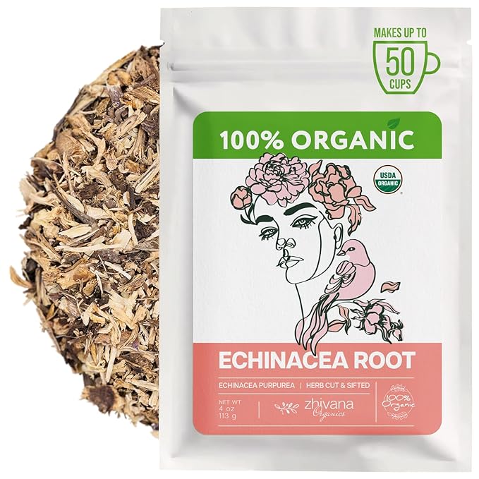 Organic Echinacea Root Tea (4oz.) – Echinacea Purpurea - Seasonal Wellness & Recovery Support - Naturally Caffeine Free – Great for Herbal Tea, Infusion, Tincture
