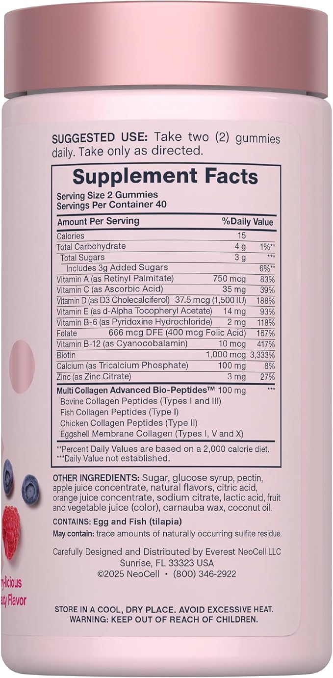 NeoCell Womens Multivitamin Gummy | 80 Gummies | Multi with Advanced Collagen | with Essential Minerals | Berry Flavor