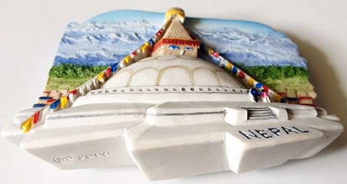 WitnyStore Tiny Boudhanath Stupa in Kathmandu, Nepal South Asia Tourist Attractions Resin Refrigerator Magnet Traveler Souvenir 3D Fridge Magnets