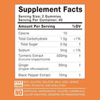Turmeric Curcumin Gummies with Ginger & Black Pepper Extract - 2 Pack Tumeric Gummy Supplements for Pain Inflammation Joint Weight Health Support - Vegan, Organic, Gelatin-Free - for Adults and Kids