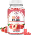 Iron Gummies with Zinc, Calcium, Vitamin C, B6 & B12 | Iron Supplement for Women, Men & Kids | Supports Anemia & Deficiency, Blood Builder & Cell Formation | Chewable Peach Flavor, 60 Gummies