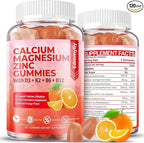 Sugar Free Calcium Magnesium Zinc Supplement Gummies with Vitamin D3 & B12 for Women and Men High Absorption Calcium Magnesium Supplement for Immune Support (120 Counts)
