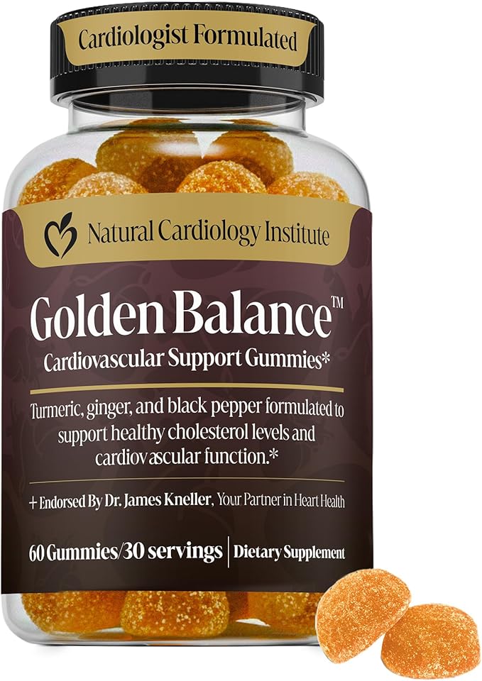 Golden Balance Turmeric Gummies - Turmeric and Ginger Supplement with Black Pepper Extract - High Absorption Turmeric Curcumin Supplement Gummies - Cholesterol Support & Heart Health Turmeric Gummies