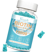 Biotin with Collagen Gummies, Hair Skin and Nails Vitamins Gummies for Hair Growth, Glowing Skin & Strong Nails - Blueberry Flavor, Sugar Free, 60 Count