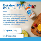 Doctor's BEST Betaine HCI Pepsin & Gentian Bitters,Digestive Enzymes for Protein Breakdown & Absorption,Non-GMO,Gluten Free,360 Count (Pack of 2)