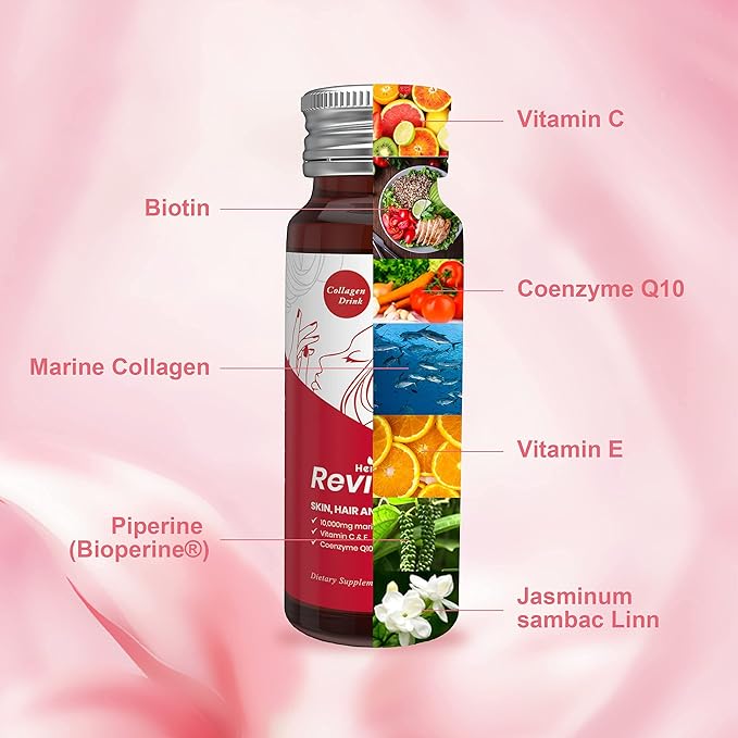 Heivy Liquid Collagen for Women, Collagen Drink with 10,000mg Marine Collagen Peptides, Collagen Liquid for Women for Hair Growth, Skin Repair, Nail Strength, 1.69 Fl Oz (Pack of 30)