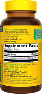 Nature Made Vitamin B12 1000 mcg, Dietary Supplement for Energy Metabolism Support, B12 Vitamins 1000 mcg, 150 Softgels, 150 Day Supply