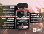 Multi Collagen Peptide Gummies (1, 2, 3, 5 & 10) + Vitamin C + Biotin + Hyaluronic Acid | Supports Healthy Hair, Skin, and Nails | Non-GMO and Gluten-Free | Natural Peach Flavor | 60 Gummies