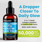 Lemon Lime Liquid Collagen Drops With Liquid Biotin For Radiant Hair, Smooth Skin, Strong Nails | Daily Peptides Support Collagen For Women & Men | Great-Tasting, Easy, Dropper-Ready, 2 Fl Oz (2 Pack)
