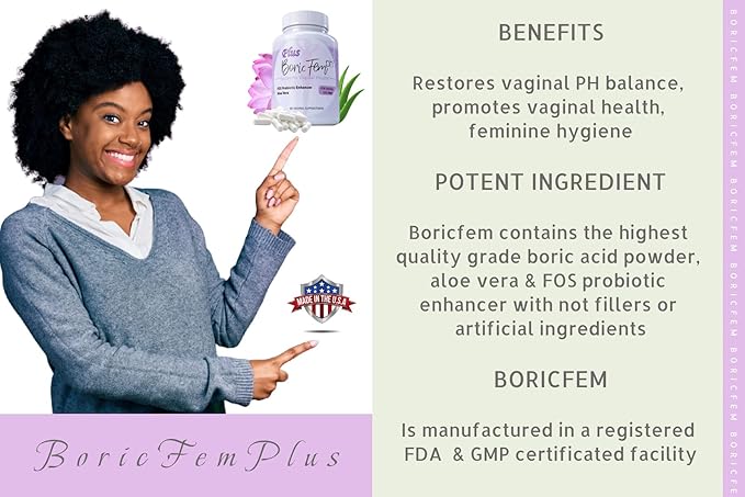 N'More Boric Acid Vaginal Suppositories Plus Aloe Vera & FOS Probiotic Enhancer 800mg/, 30 Count All Natural Made in USA
