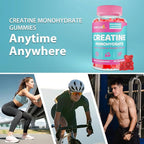 Creatine for Women, Creatine Monohydrate Gummies - No Bloating - Pre and Post Workout Chewables Supplement with Taurine & B6 - for Recovery, Strength, Energy & Booty, Performance, 60 Counts