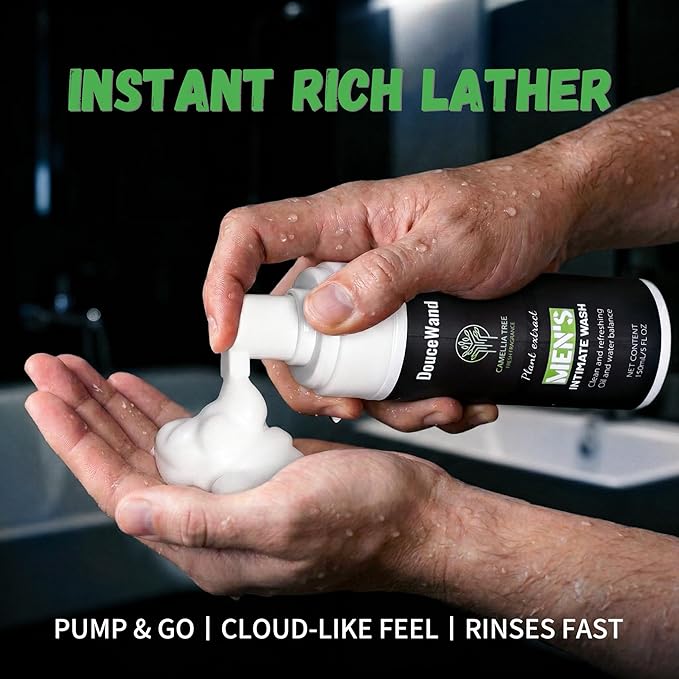 Men's Intimate Wash – pH Balanced Foaming Tea Tree Groin Cleanser, Odor Control with Agave & Licorice, Refreshing Body Wash – 5 Fl Oz