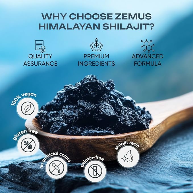 Zemus Himalayan Pure Shilajit Gummies I Lab Tested I Synergistic Blend of Ashwagandha & 5 Mushroom Complex | Fulvic Acid & 85+, Trace Minerals | for Men & Women (60 Count / 8.46 oz, Strawberry)