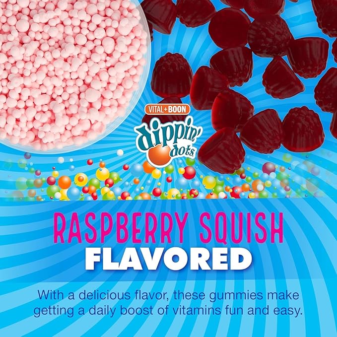 Vital+Boon Dippin Dots - Collagen + Biotin (60 Count) Gummies Rasberry Squish Flavor - 2 Pack
