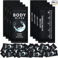 Treela 300 Pcs Large Body Wipes Bulk Deodorant Travel Size for Homeless Care Package Supplies Individually Wrapped Adults Bathing No Rinse Wet Wipes Men Women Hygiene Items(7.09" X 9.84",Black)