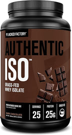 Jacked Factory Authentic ISO Whey Protein Isolate Powder - Low Carb, Non-GMO Muscle Building Protein w/No Fillers, Post Workout Recovery, Dark Chocolate - 25 Servings