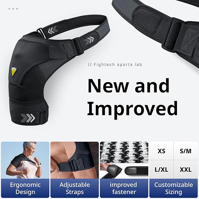FIGHTECH Shoulder Brace for Torn Rotator Cuff for Men and Women - Support & Pain Relief (Black, X-Small)