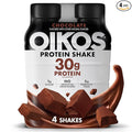 Oikos Protein Shake, Chocolate, 30g High Protein Drinks, Shelf Stable, Ready to Drink, 5g Prebiotic Fiber, 12 fl oz Bottle, 4 Count