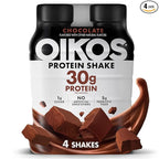 Oikos Protein Shake, Chocolate, 30g High Protein Drinks, Shelf Stable, Ready to Drink, 5g Prebiotic Fiber, 12 fl oz Bottle, 4 Count
