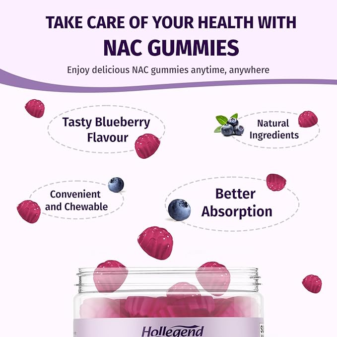 6 in 1 NAC Gummies, Chewable N Acetyl Cysteine 1000mg Supplement for Kids & Adults, with ALA, Zinc, Vitamin C & E, Selenium, Support Antioxidant & Immune System, Blueberry Flavor, Sugar Free, 60 Ct