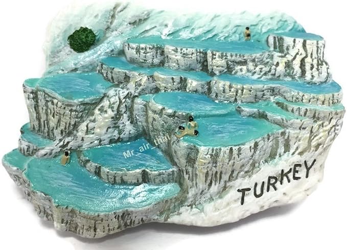 WitnyStore Tiny 2½" Pamukkale in Denizli Turkey Türkiye Magnet - Miniature Hand Made Resin 3D Asia Landmark Tourist Attractions Decorative Refrigerator Fridge Magnets Décor Collectible Souvenirs Gifts