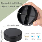 Metal Pill Case 4 Compartments - Travel Pill Organizer Waterproof, Small Pill Box for Purse, Compact Medicine Container Pill Dispensers Holder for Vitamin, Fish Oil, Supplement (Black)
