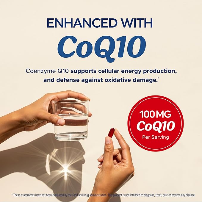 Omega 3 Fish Oil + Co Q10 | 1305MG Omega-3 with CoQ10 100MG for Heart Health, Cellular Energy, and Antioxidant Support | Co Q 10 + Omega3 | Coenzyme Q10 Fish Oil Supplements | Non-GMO | 60 Ct