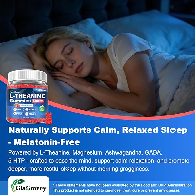 180 Count | L Theanine Gummies, L Theanine Supplement for Adults & Kids, w/Ashwagandha, Magnesium, GABA & 5-HTP, Sugar Free Liposomal Formula for Calm Relax zzZ M♡♡d & Focus, Vegan